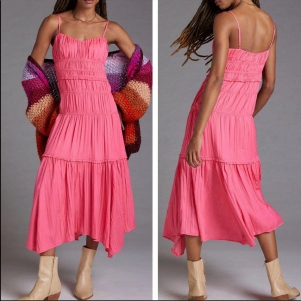 Anthropologie ruched slip dress pink size 2 $168 - Picture 1 of 3